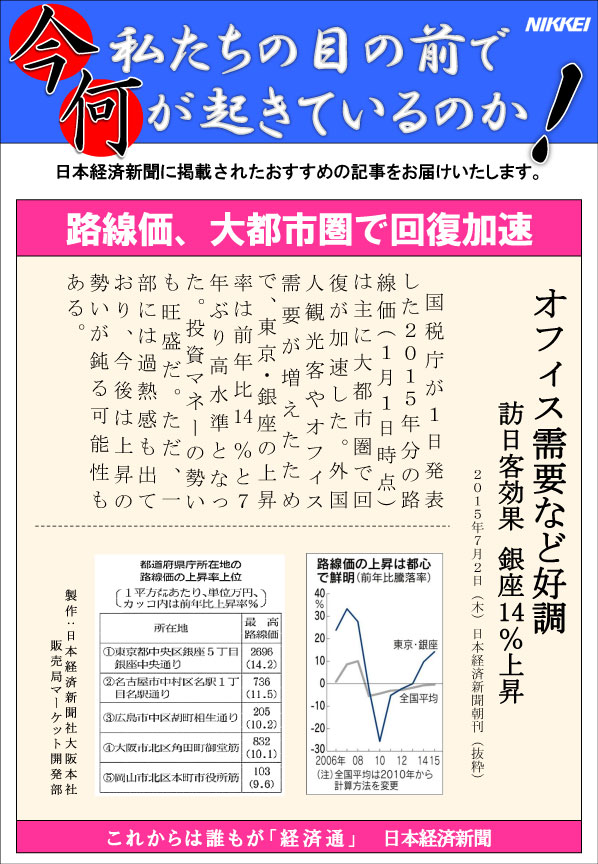 日本経済新聞MORI・MORIニュース　97号です。