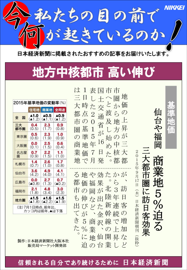 日本経済新聞MORI・MORIニュース　107号です。